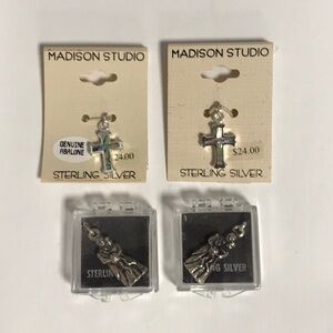 Madison Studio 2 Sterling Silver/Abalone Crosses 2 Sterling bride & groom charms